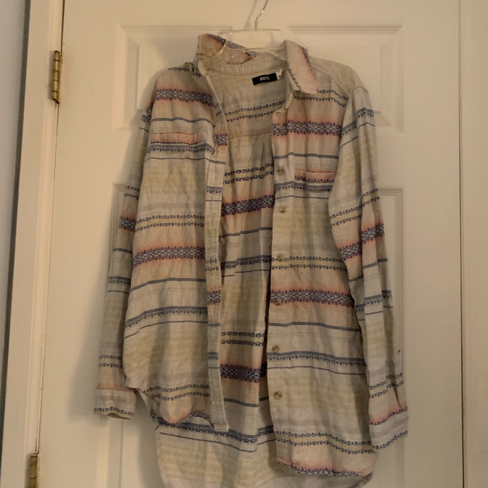 Patterned Button Down Long Sleeve Shirt